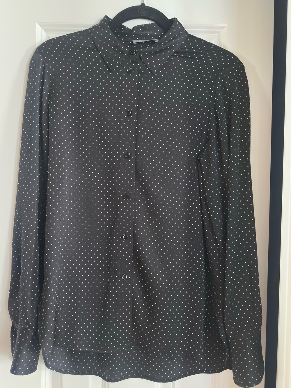 Vince Navy Polkadot Silk Blouse